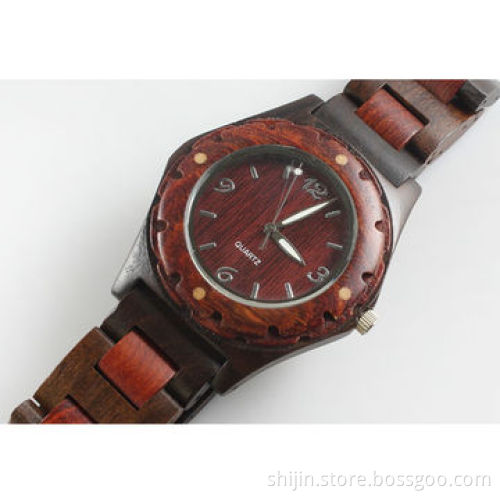 Wooden watch with red and black sandalwood for couples, environmental, China manufacturer, OEM